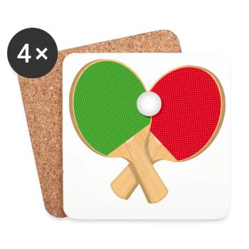 Raquette de tennis de table avec balle – sportive et dynamique - Dessous de verre (lot de 4) - blanc - Devant