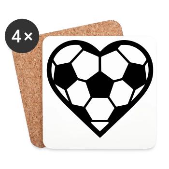Football Coeur Noir - Dessous de verre (lot de 4) - blanc - Devant