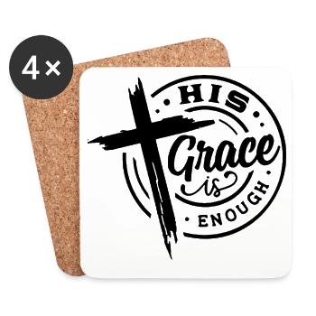 His Grace Is Enough Christian Cross - Coasters (set of 4) - white - Front