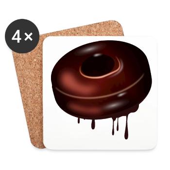 Schoko Donut Motiv mit glänzender Glasur - Untersetzer (4er-Set) - Weiß - Vorne