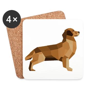 Golden Retriever Low Poly – treu und modern - Untersetzer (4er-Set) - Weiß - Vorne