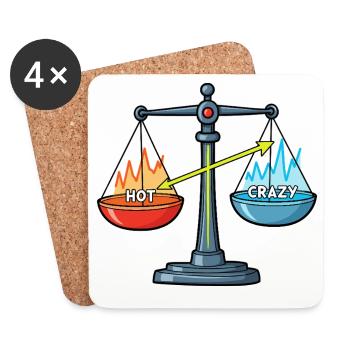 Hot vs. Crazy – Eine Frage der Balance ! - Untersetzer (4er-Set) - Weiß - Vorne