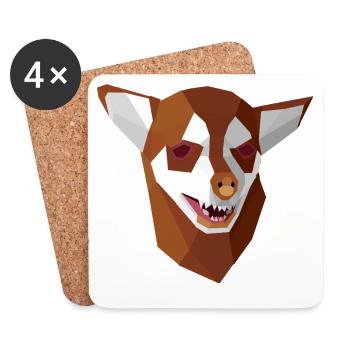 Geometrisch ängstlicher Chihuahua - Untersetzer (4er-Set) - Weiß - Vorne
