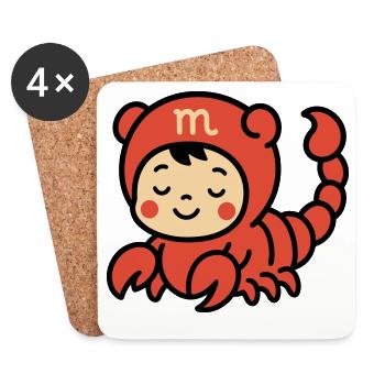 Signe du zodiaque Astro Scorpion mignon - Dessous de verre (lot de 4) - blanc - Devant