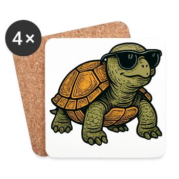 Cool turtle with sunglasses - Coasters (set of 4) - white - Front