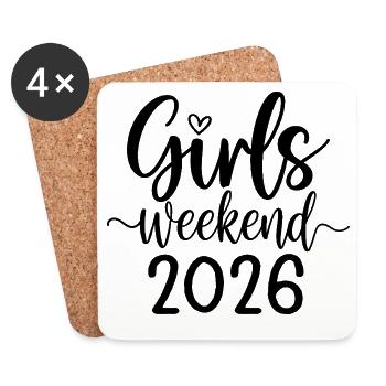 Girls Weekend 2026 Schriftzug - Untersetzer (4er-Set) - Weiß - Vorne