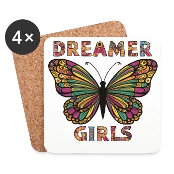 Verträumter Schmetterling und inspirierende Inschrift - Untersetzer (4er-Set) - Weiß - Vorne
