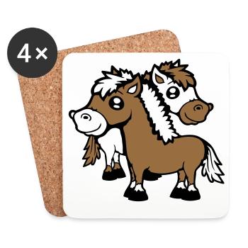 2 Chevaux Homme Femme Amoureux Amis Amour Équipe - Dessous de verre (lot de 4) - blanc - Devant