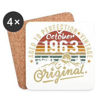 1963 Geboren im oktober 1963 Jahrgang oktober 1963 - Untersetzer (4er-Set) - Weiß - Vorne