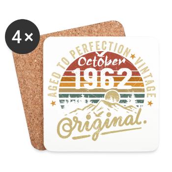1962 Geboren im oktober 1962 Jahrgang oktober 1962 - Untersetzer (4er-Set) - Weiß - Vorne