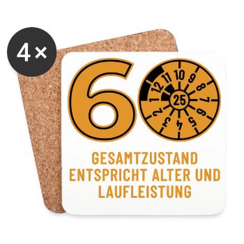 HU Oktober 2025 - 60 Jahre - Geburtstag Geschenk - Untersetzer (4er-Set) - Weiß - Vorne