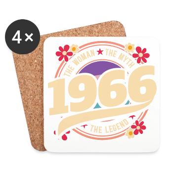 1966 Legend 60 Years Birthday Woman - Coasters (set of 4) - white - Front