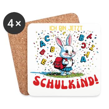 Niedliches Hasen-Motiv für Schulanfang - Untersetzer (4er-Set) - Weiß - Vorne