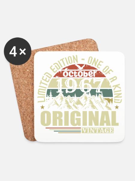 oktober 1967 - Geschenk zum 58.Geburtstag oktober - Untersetzer (4er-Set) - Weiß