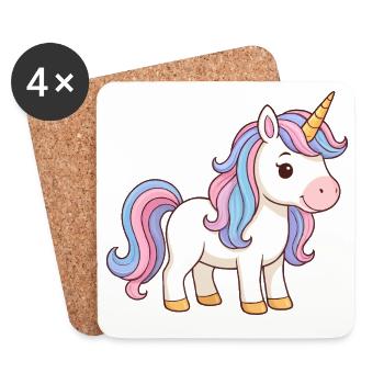 Pastel unicorn with rainbow head - Coasters (set of 4) - white - Front