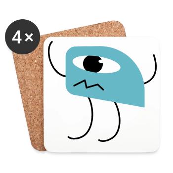 Joli petit monstre cyclope - Dessous de verre (lot de 4) - blanc - Devant