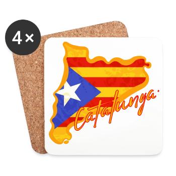 J'aime la Catalogne, carte de la Catalogne - Dessous de verre (lot de 4) - blanc - Devant