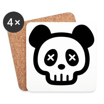 Squelette de crâne de panda - Dessous de verre (lot de 4) - blanc - Devant
