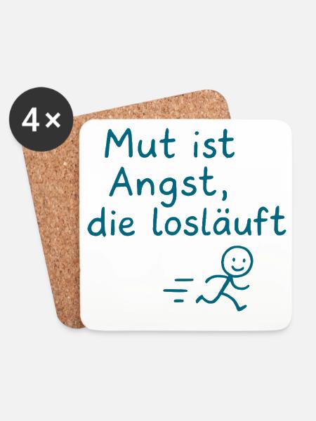 Mut ist Angst, die losläuft - Untersetzer (4er-Set) - Weiß