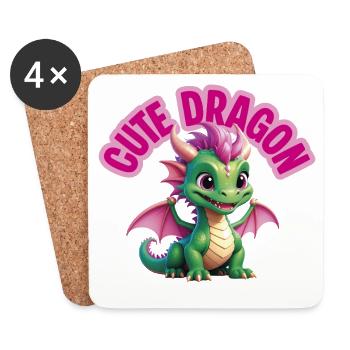 Dragon mignon - Dessous de verre (lot de 4) - blanc - Devant
