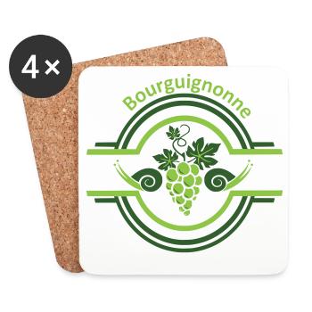 Burgunderfarbenes Rebenlogo mit Schnecken - Untersetzer (4er-Set) - Weiß - Vorne