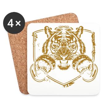 Martial Tiger with Shield - Coasters (set of 4) - white - Front