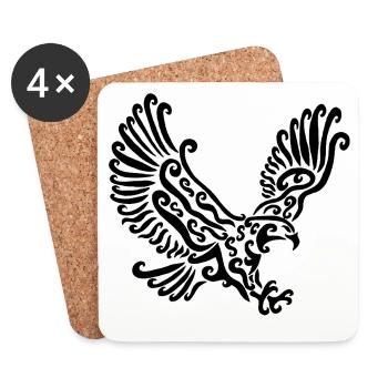 Schwarzer Adler - Untersetzer (4er-Set) - Weiß - Vorne