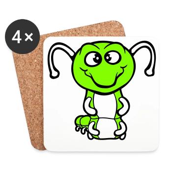 Chenille amicale douce et adorable sourit joyeuse bande dessinée - Dessous de verre (lot de 4) - blanc - Devant