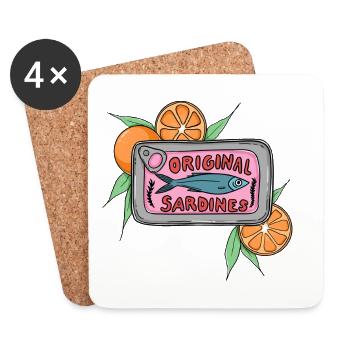 Les sardines originales peuvent être conçues par le pop art avec des oranges - Dessous de verre (lot de 4) - blanc - Devant