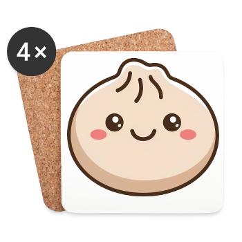 Adorable Dumpling Kawaii Food - Coasters (set of 4) - white - Front