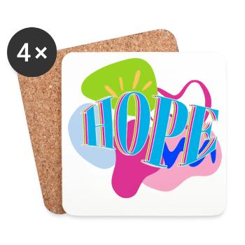 Vibrant, abstract colorful HOPE design - Coasters (set of 4) - white - Front