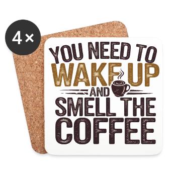 Motivierendes Kaffee-Weck-Zitat - Untersetzer (4er-Set) - Weiß - Vorne