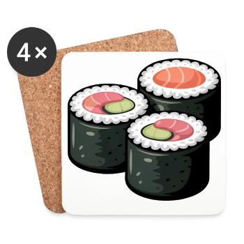Sushi Rolle Süßer Feinschmecker - Untersetzer (4er-Set) - Weiß - Vorne