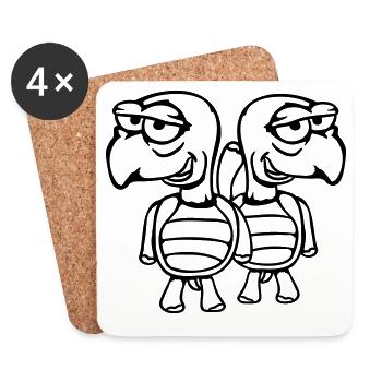 2 Schildkröten Freunde lustig albern schämen Team - Untersetzer (4er-Set) - Weiß - Vorne
