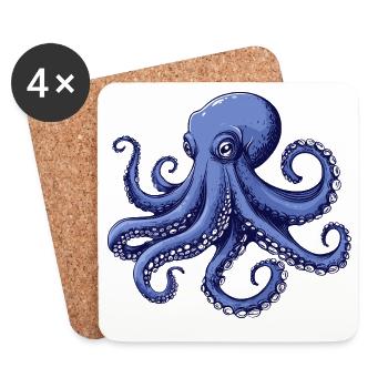 Sea Flavor Octopus Design - Coasters (set of 4) - white - Front