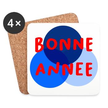 BONNE ANNEE. SAINT SYLVESTRE. NOUVELLE ANNÉE - Dessous de verre (lot de 4) - blanc - Devant