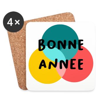 BONNE ANNEE. SAINT SYLVESTRE. NOUVELLE ANNÉE - Dessous de verre (lot de 4) - blanc - Devant