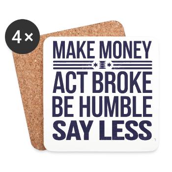 Motivational Wealth and Humility SAYING  - Coasters (set of 4) - white - Front