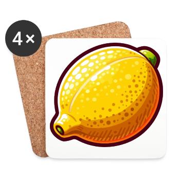 Lemon Pop Art Yellow - Coasters (set of 4) - white - Front