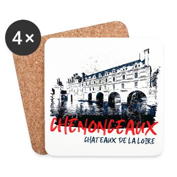 Château de la Loire, Chateau de Chenonceaux - Coasters (set of 4) - white - Front