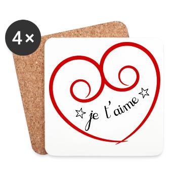 I LOVE YOU. HEART. COUPLE. VALENTINE'S DAY - Coasters (set of 4) - white - Front
