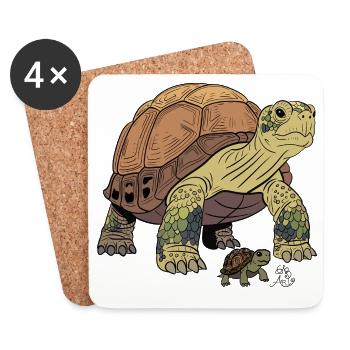 Detailed turtle with cub - Coasters (set of 4) - white - Front