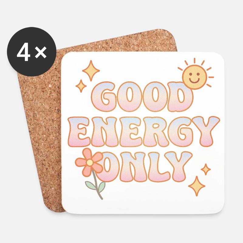 Good Energy Only – Retro-Pastell-Vibes - Untersetzer (4er-Set) - Weiß