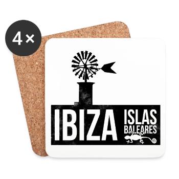 Ibiza Islands Silhouette Wind Turbine - Coasters (set of 4) - white - Front