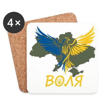 Wolja Adler auf der Ukraine Karte - Untersetzer (4er-Set) - Weiß - Vorne