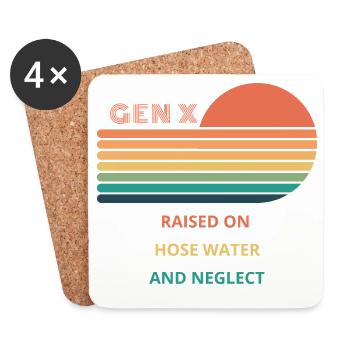 Gen X élevé sur l’eau de tuyau et la conception de négligence. - Dessous de verre (lot de 4) - blanc - Devant