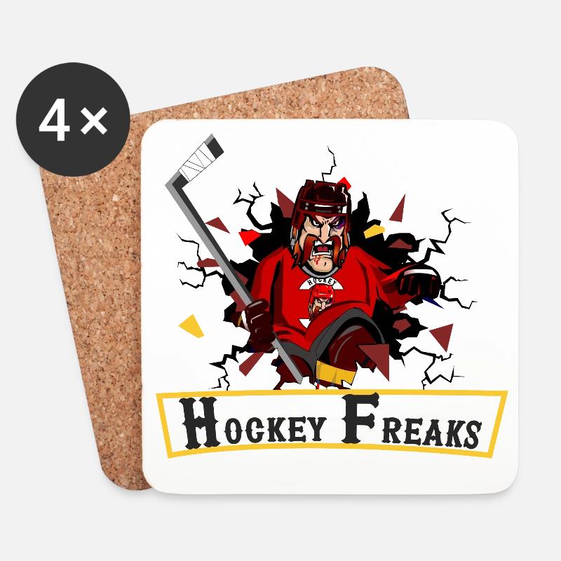 Eishockey-Freaks schlagen sich durch - Untersetzer (4er-Set) - Weiß