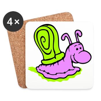 Escargot Slime Trail Mignon Mignon Heureux Cool - Dessous de verre (lot de 4) - blanc - Devant