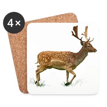 Deer in the grass forest - Coasters (set of 4) - white - Front