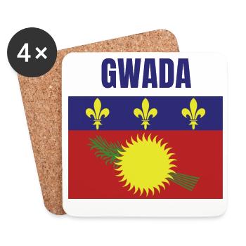 T-shirt GWADA drapeau Guadeloupe - Dessous de verre (lot de 4) - blanc - Devant
